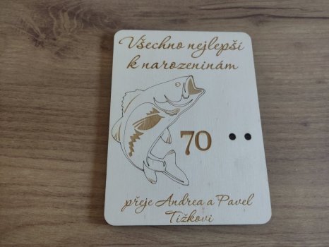 Dřevěné přání s rybkou