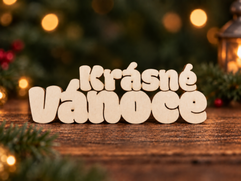 Dřevěný nápis Krásné Vánoce 6