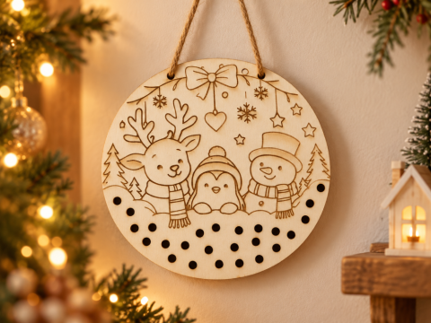Adventní kalendář kulatý s tučňákem