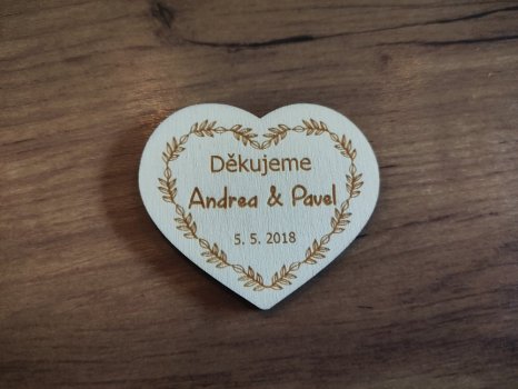 Magnetka srdce poděkování Ara