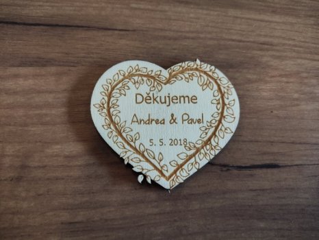 Magnetka srdce poděkování Cetus