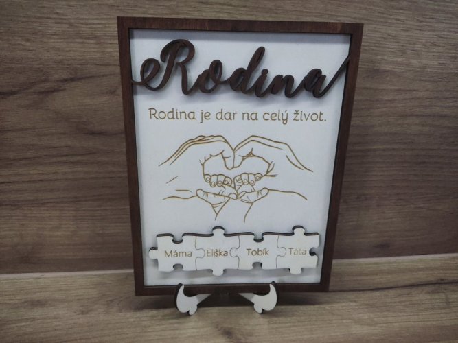 Rodina se jmény v puzzle