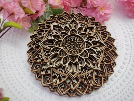 3D dřevěná mandala květina
