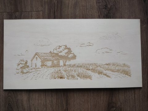 Dřevěný obraz domek na samotě
