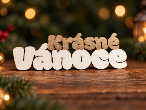 Dřevěný nápis Krásné Vánoce 9