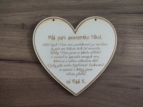 Věnování pro učitele srdíčko