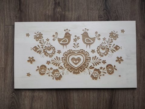 Dřevěný obraz moravské ornamenty