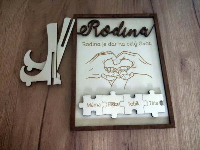 Rodina se jmény v puzzle