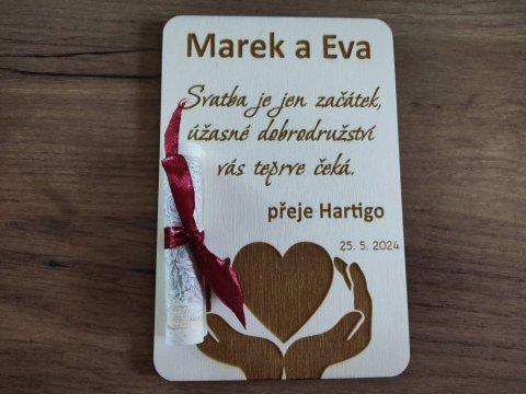 Dřevěné svatební přání Elena
