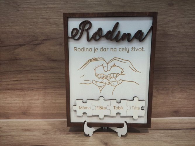 Rodina se jmény v puzzle