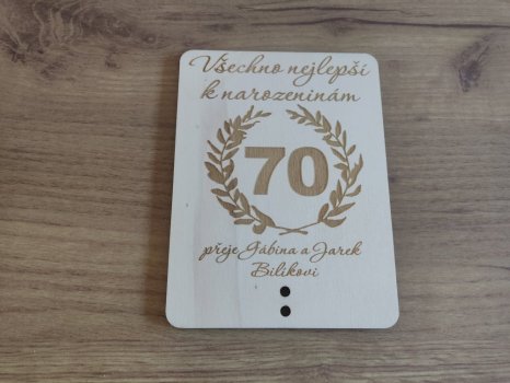 Dřevěné přání s číslovkou